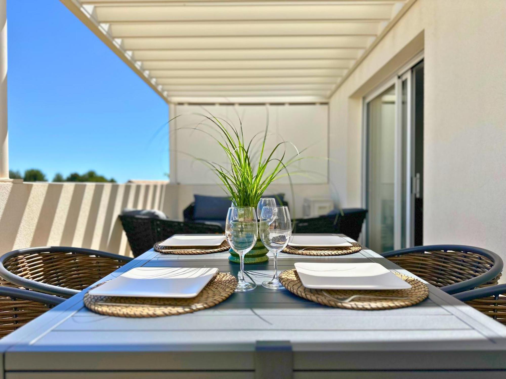 Le Square D'Evan - Appartement De Standing - Grande Terrasse Exterieure - Climatisation Saint-Aunes Kültér fotó