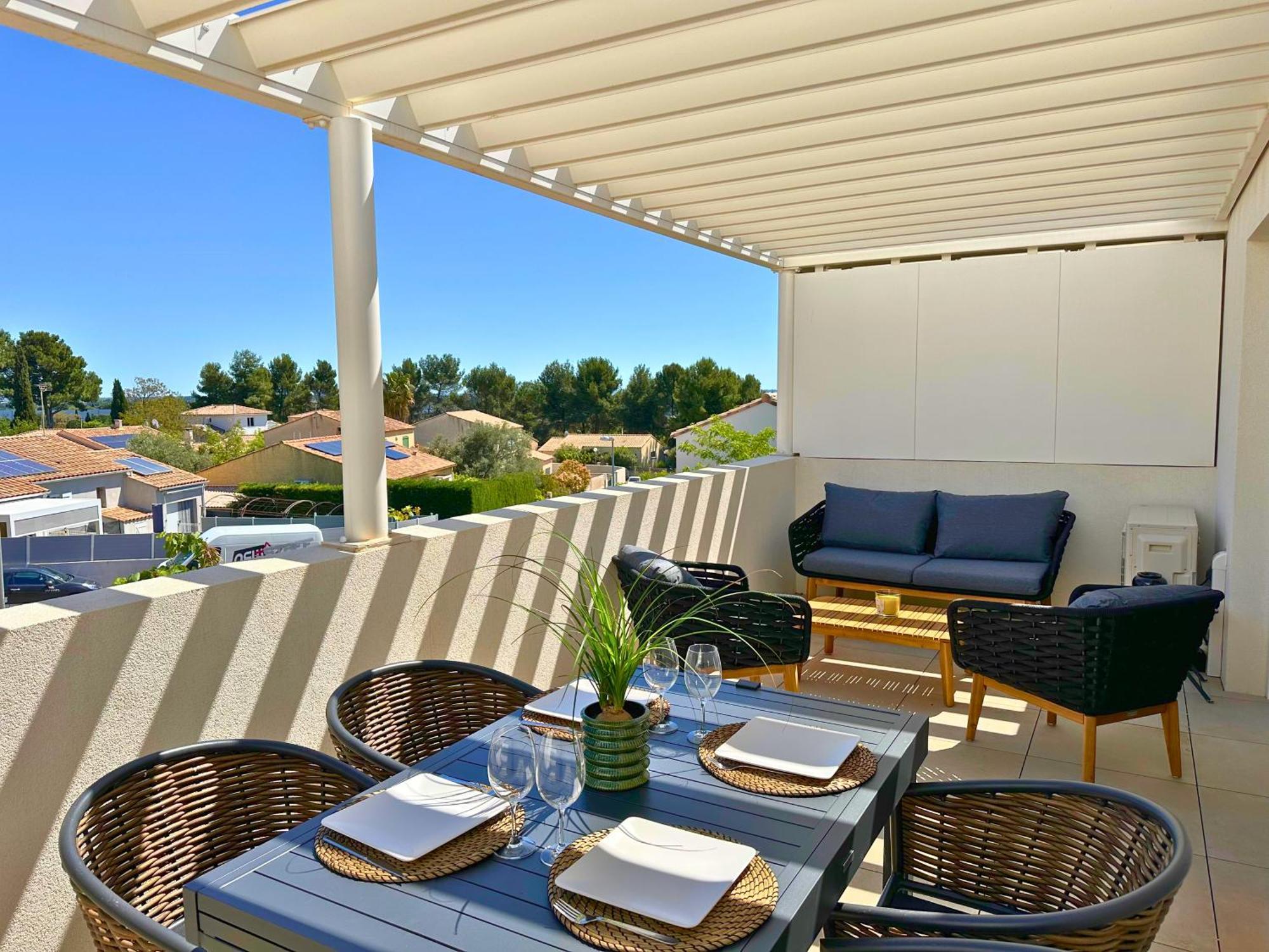 Le Square D'Evan - Appartement De Standing - Grande Terrasse Exterieure - Climatisation Saint-Aunes Kültér fotó
